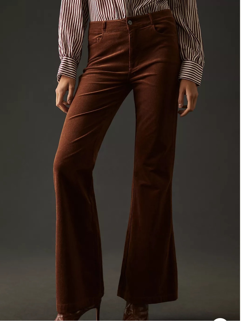 PAIGE Genevieve Corduroy Mid Rise Flare Pants Brown Size 32
